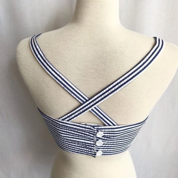 Club Monaco stripe seersucker crop top size 00 - Picture 8 of 11